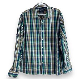 Grayers Clothiers Button Up Shirt Mens L Green‎ Plaid Long Sleeve Cotton Blend